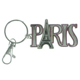 Paris Eiffel Tower Split-Ring-Keychain Silver-Tone & Pink Colored #231