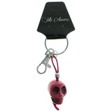 Sculpted Skull Split-Ring-Keychain Pink Color  #241