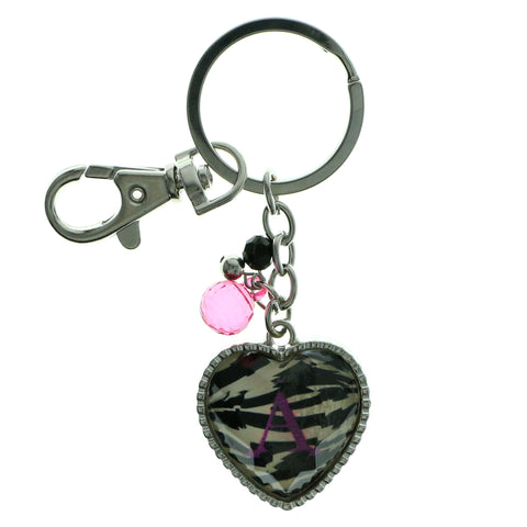 Initial A Split-Ring-Keychain With Faceted Accents Silver-Tone & Multi Colored #246