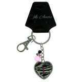 Heart Initial J Split-Ring-Keychain With Faceted Accents Silver-Tone & Multi Colored #248