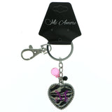 Initial M Split-Ring-Keychain With Faceted Accents Silver-Tone & Multi Colored #234