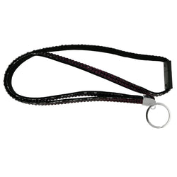 Purple & Black Colored Fabric Lanyard-Keychain With Crystal Accents #240