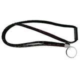 Purple & Black Colored Fabric Lanyard-Keychain With Crystal Accents #240