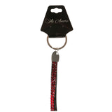 Red & Black Colored Fabric Lanyard-Keychain With Crystal Accents #250