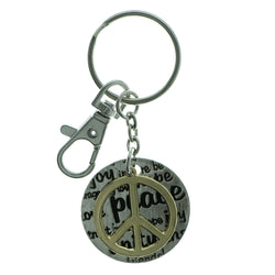 Inspirational Peace Sign Split-Ring-Keychain Silver-Tone & Gold-Tone Colored #252