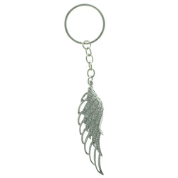 Angel Wing Split-Ring-Keychain With Crystal Accents Silver-Tone & Clear Colored #257