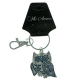 Owl Split-Ring-Keychain Silver-Tone & Blue Colored #264