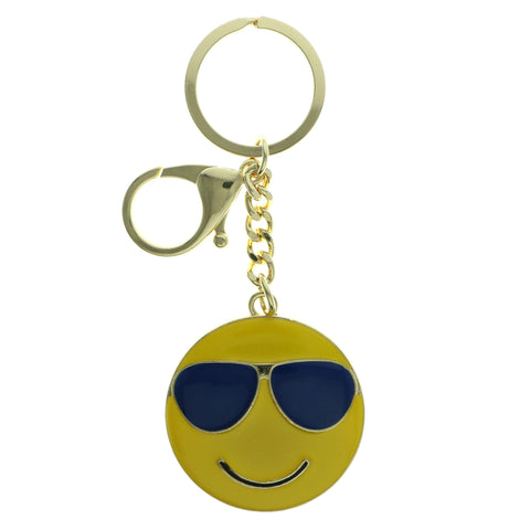 Smiley Face Sunglasses Emoji-Keychain Yellow & Blue Colored #275