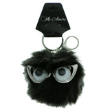 Furball PomPom Fluffy Googly Eyes Split-Ring-Keychain Black Color  #285