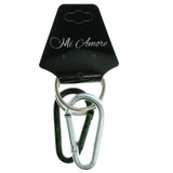 Carabiner Set Of Two Split-Ring-Keychain Silver-Tone & Green Colored #294