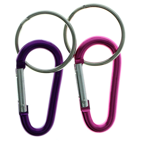 Set Of 2 Carabiner Split-Ring-Keychain Purple & Pink Colored #297
