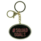 Hashtag Squad Goals Split-Ring-Keychain With Crystal Accents Black & Pink Colored #301