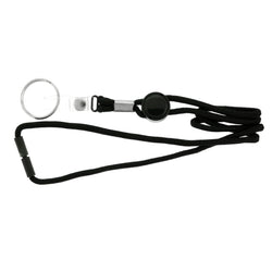 Black & Silver-Tone Colored Fabric Lanyard-Keychain #23