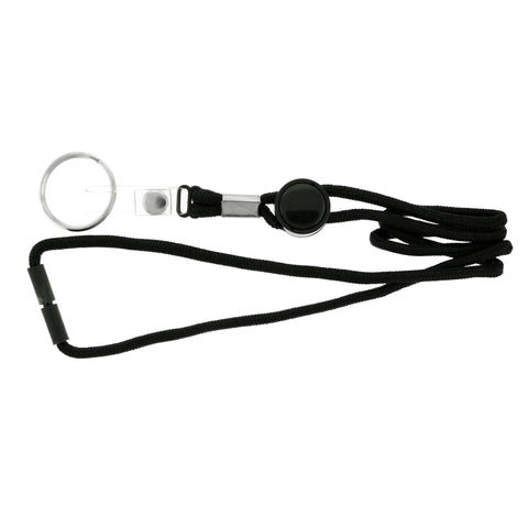 Black & Silver-Tone Colored Fabric Lanyard-Keychain #23