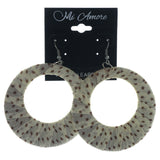 White & Brown Colored Fabric Dangle-Earrings #LQE1149