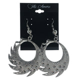Silver-Tone Metal Dangle-Earrings With Bead Accents #LQE1153