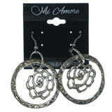 Rose Antique Dangle-Earrings Silver-Tone Color  #LQE1155