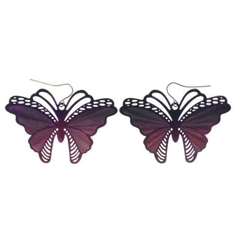 Butterfly Dangle-Earrings Purple & Pink Colored #LQE1157