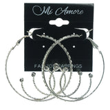 Horseshoe Hoop-Earrings Silver-Tone Color  #LQE1169