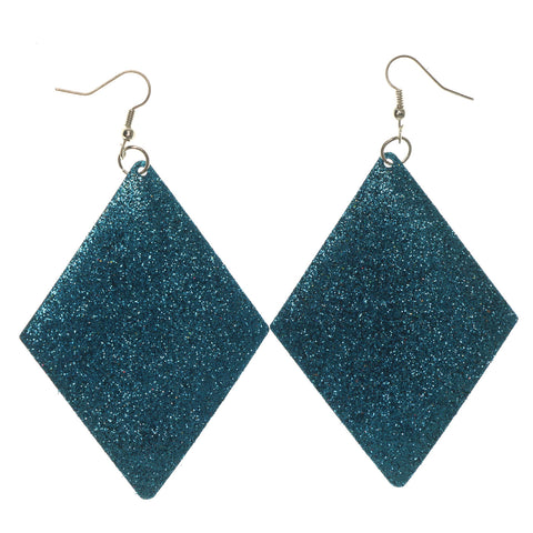 Glitter Sparkle Dangle-Earrings Blue & Silver-Tone Colored #LQE1188