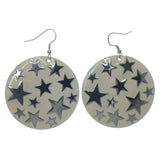 Star Dangle-Earrings Silver-Tone & White Colored #LQE1192