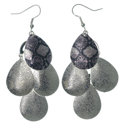 Snakeskin Chandelier-Earrings Silver-Tone & Purple Colored #LQE1200