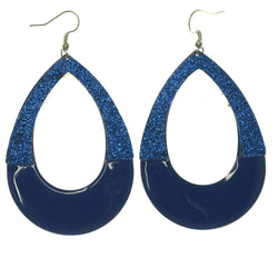 Blue & Silver-Tone Colored Metal Dangle-Earrings #LQE1201