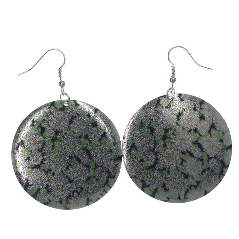 Flower Dangle-Earrings Silver-Tone & Multi Colored #LQE1212