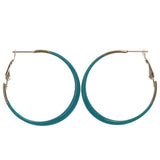 Blue & Gold-Tone Colored Metal Hoop-Earrings #LQE1226