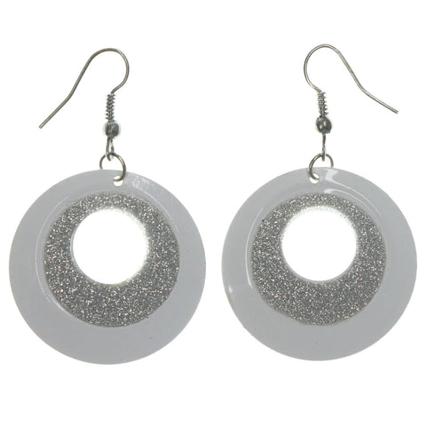 Glitter Sparkle Dangle-Earrings White & Silver-Tone Colored #LQE1227