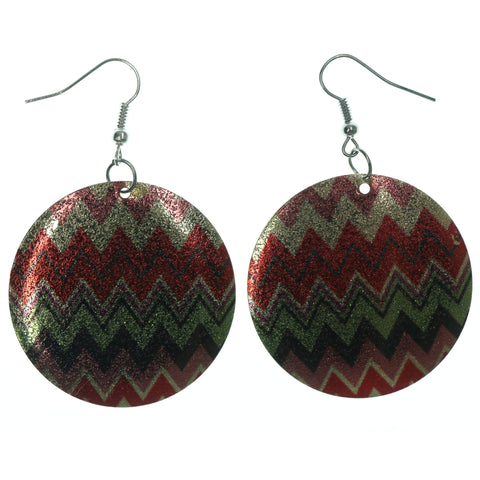 Chevron Dangle-Earrings Colorful & Silver-Tone Colored #LQE1234