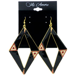 Heart Dangle-Earrings Black & Red Colored #LQE123