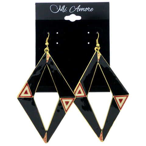 Heart Dangle-Earrings Black & Red Colored #LQE123