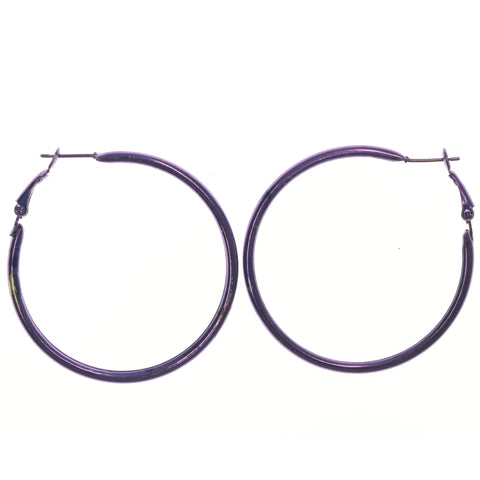 Purple Metal Hoop-Earrings #LQE1242