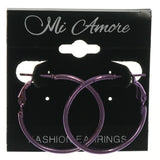 Purple Metal Hoop-Earrings #LQE1243