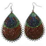 Colorful & Silver-Tone Colored Metal Dangle-Earrings #LQE1251