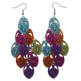 Colorful & Silver-Tone Colored Metal Chandelier-Earrings #LQE1267