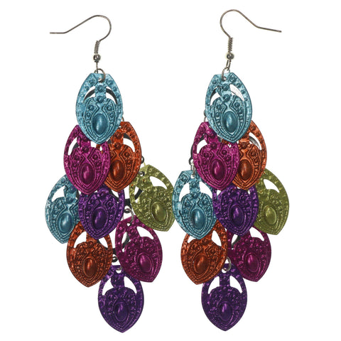 Colorful & Silver-Tone Colored Metal Chandelier-Earrings #LQE1267