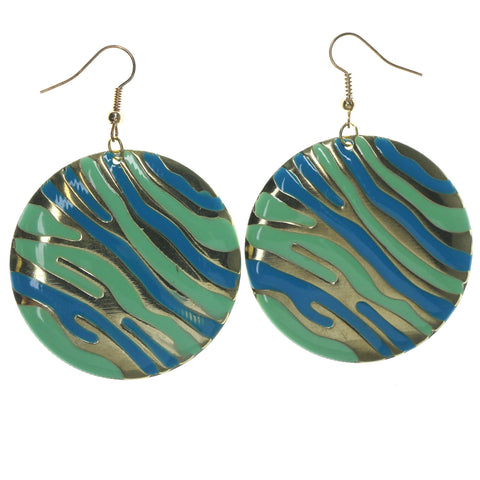 Zebra Dangle-Earrings Gold-Tone & Multi Colored #LQE1296
