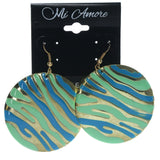 Zebra Dangle-Earrings Gold-Tone & Multi Colored #LQE1296