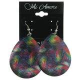 Feather Dangle-Earrings Colorful & Silver-Tone Colored #LQE1299