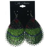Green & Multi Colored Metal Dangle-Earrings #LQE1343