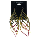 Gold-Tone & Pink Colored Metal Dangle-Earrings #LQE1361