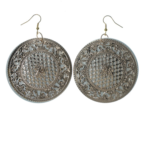 Floral Dangle-Earrings White & Silver-Tone Colored #LQE1366