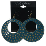 Blue & Gold-Tone Colored Metal Dangle-Earrings #LQE1368