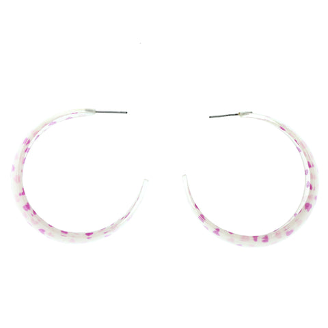 Heart Hoop-Earrings Pink & Purple Colored #LQE1369
