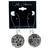 Floral Shell Dangle-Earrings White & Black Colored #LQE1374