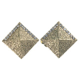 Gold-Tone & Silver-Tone Colored Metal Clip-On-Earrings With Crystal Accents #LQE1386