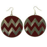 Chevron Dangle-Earrings Red & Gold-Tone Colored #LQE1392