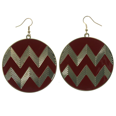 Chevron Dangle-Earrings Red & Gold-Tone Colored #LQE1392